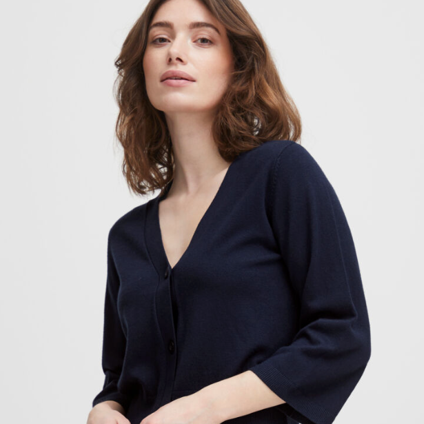 Navy v 2025 neck cardigan