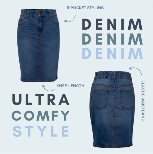 FR Selma elastic waistband denim skirt