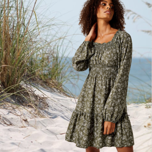 AP Sage floral milkmaid dress