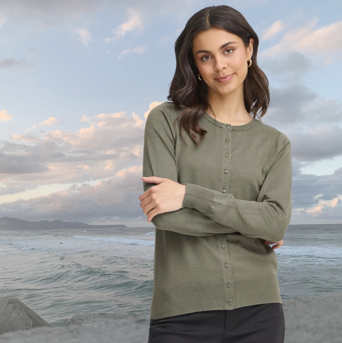 FR - Zubasic cardigan - dusty olive