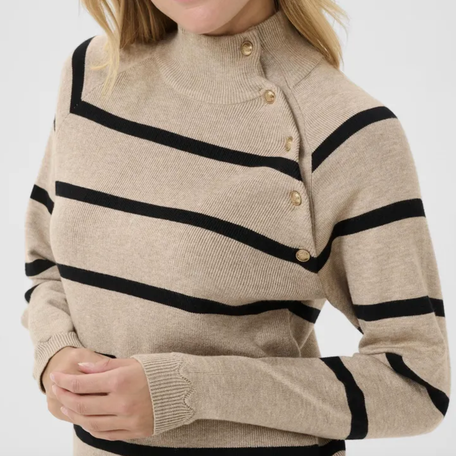 CR - Dela button pullover - cobblestone