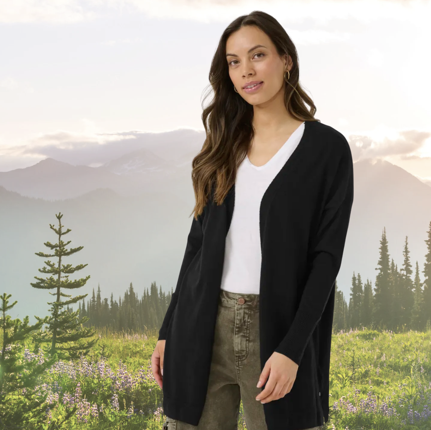 CR - Dela long cardigan - black