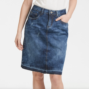 CR - Patched denim skirt
