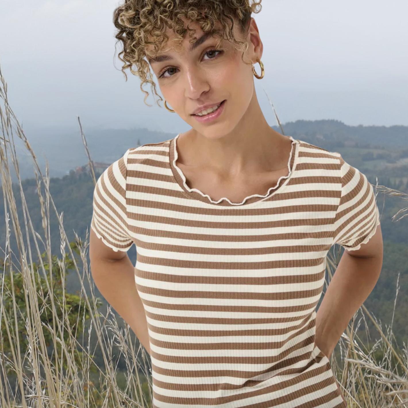 CR - Ribba tee - cocoa stripe