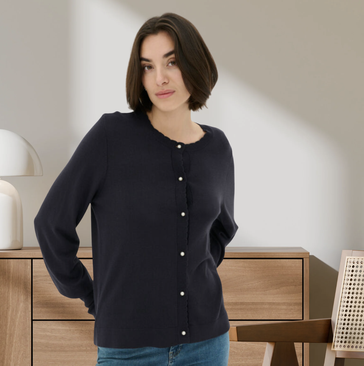 CU - Annemarie scalloped cardigan - navy