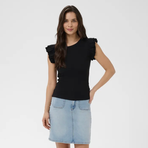 KA - Carna flounce top - black