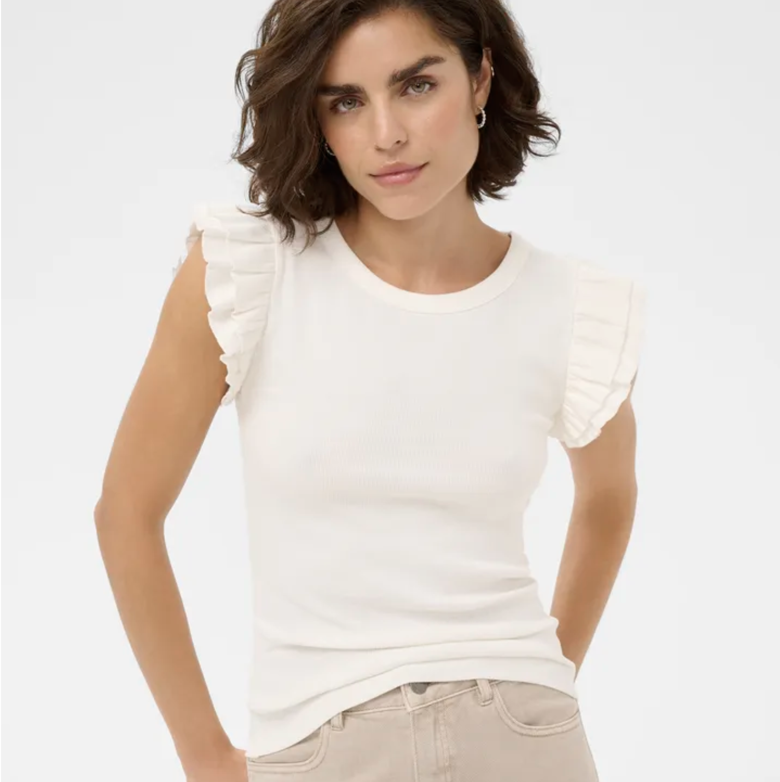 KA - Carna flounce top  - chalk