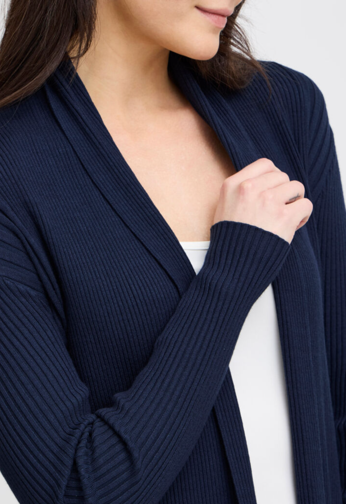 FR - cardigan w/pleated back - navy