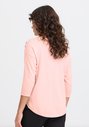 FR - Curved hem pullover - soft pink