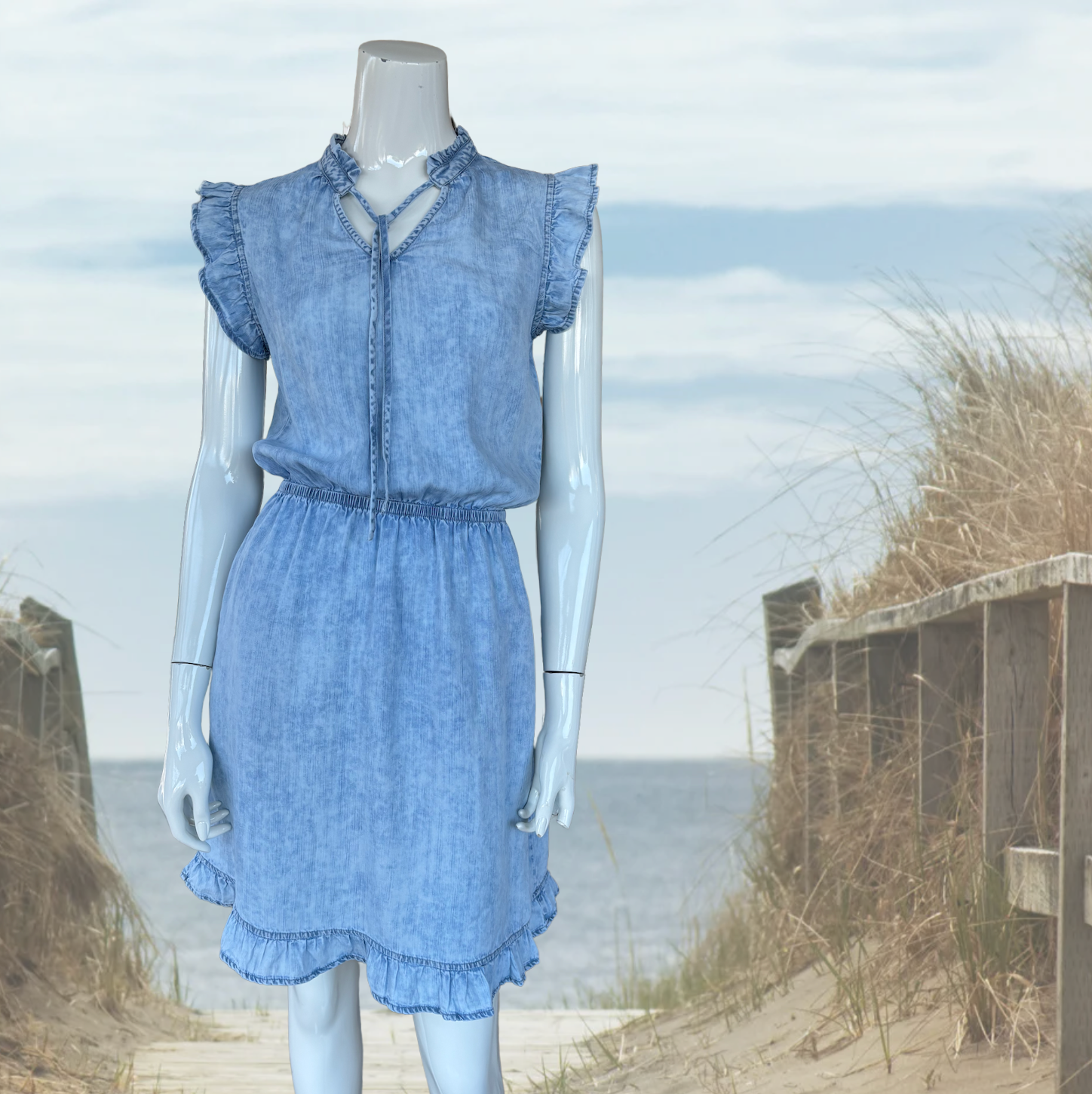 PZ - light-washed denim dress