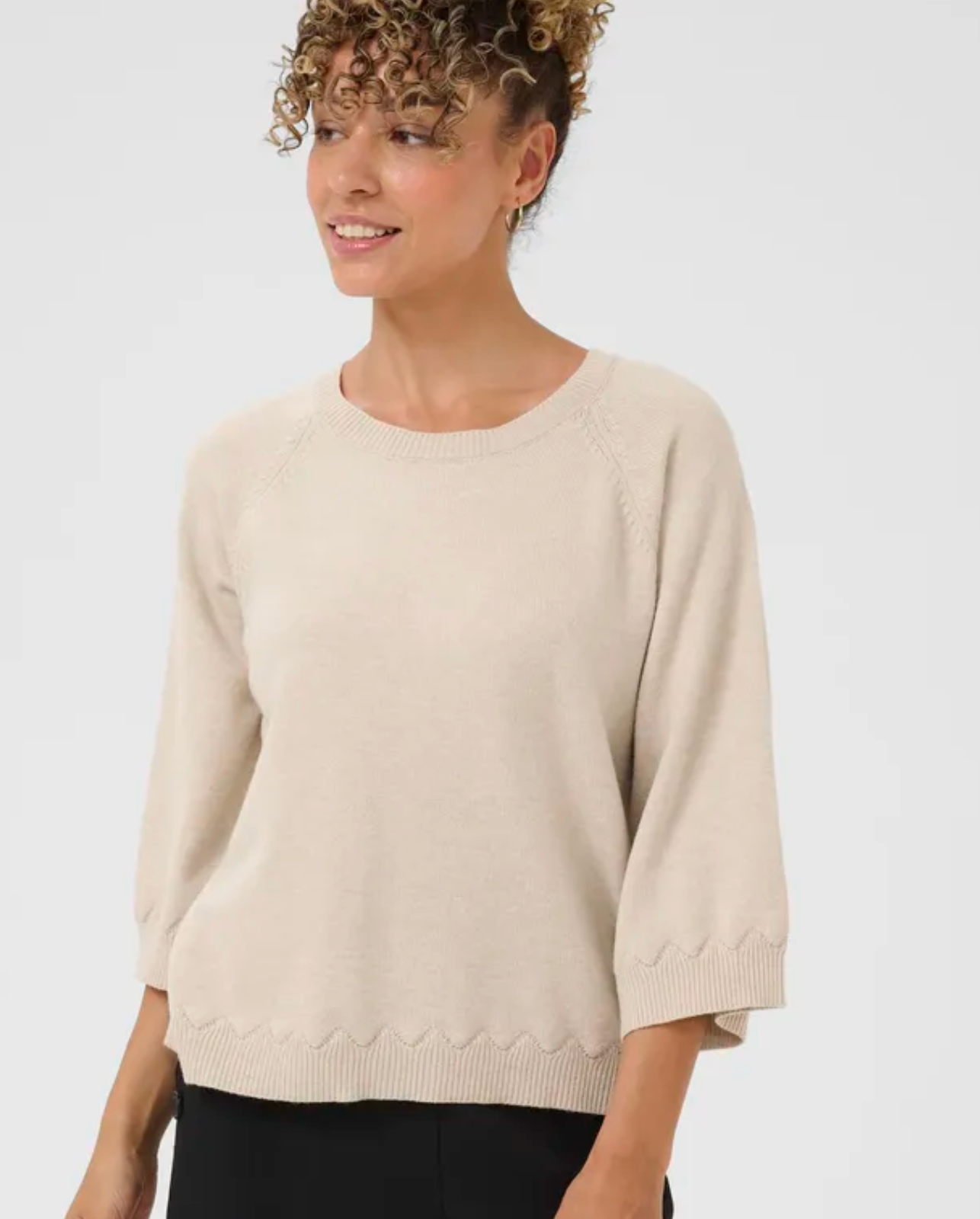 CR - Dela 3/4 sleeve pullover - oat melange