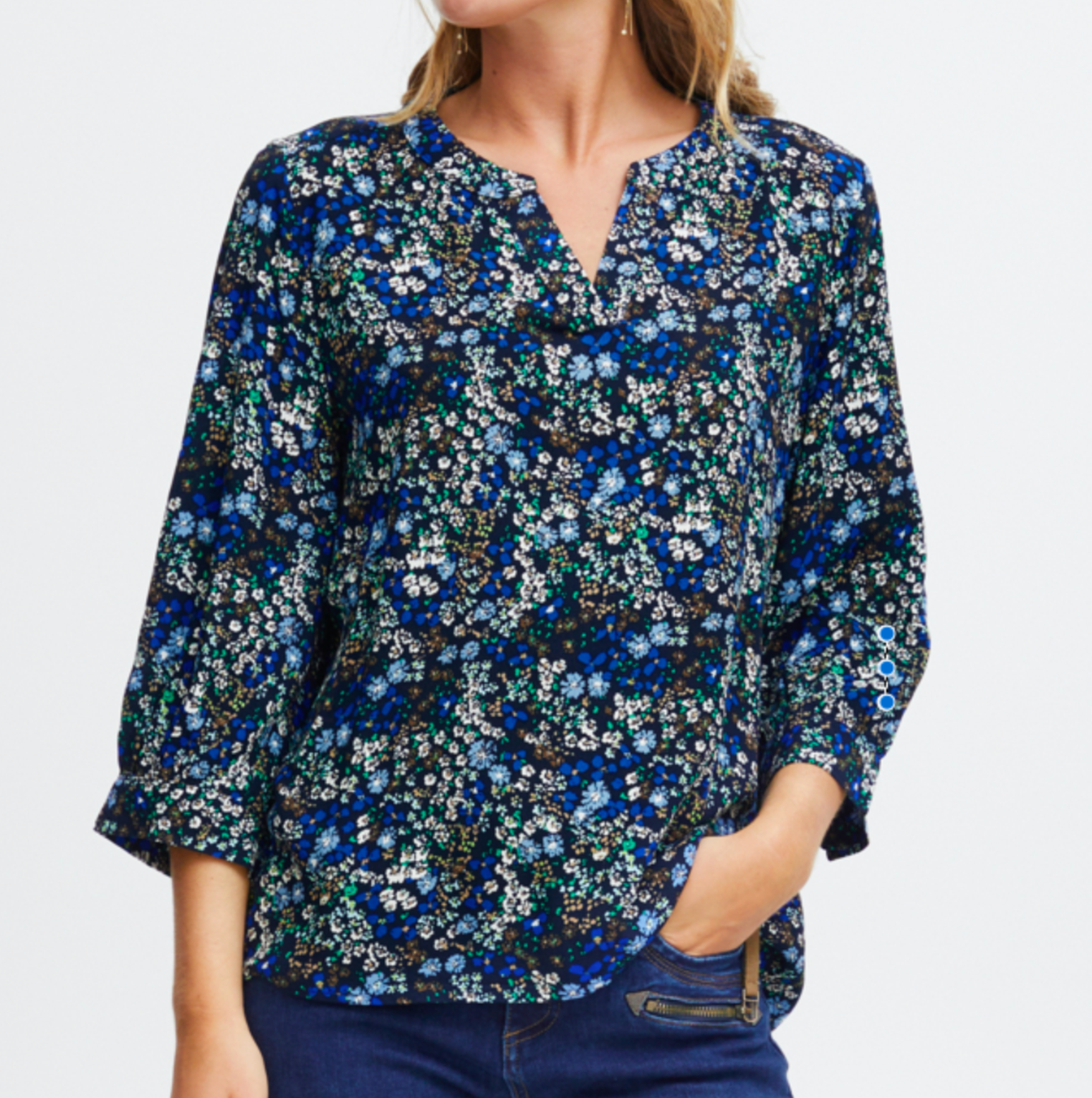 FR - Flowy blouse - navy print