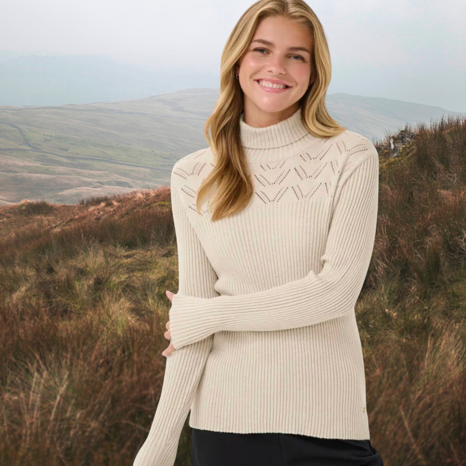 CR - Dela rollkneck pullover - oat melange