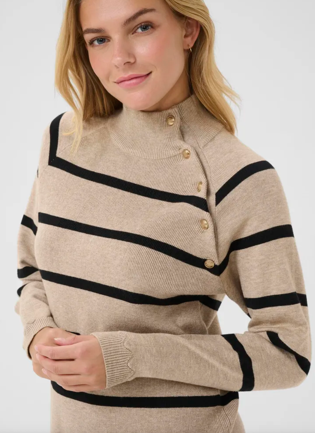 CR - Dela button pullover - cobblestone