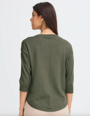 FR - Curved hem pullover - smokey olive