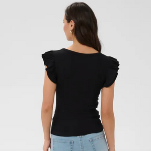KA - Carna flounce top - black