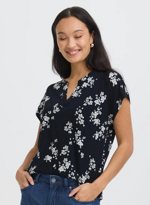 FR - Vera v-neck top - navy scatter floral