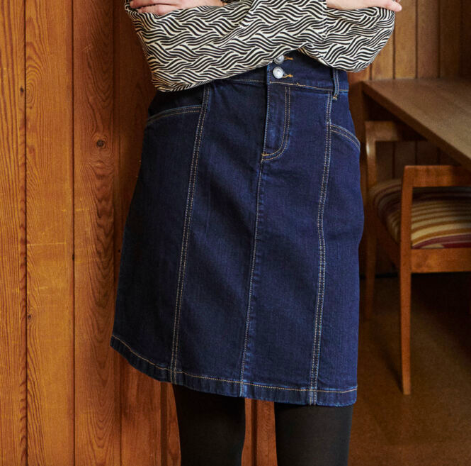 FR - Selma dark-wash denim skirt